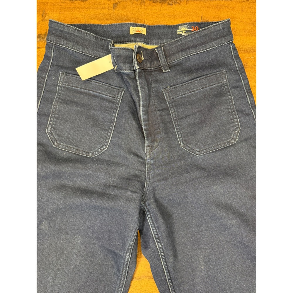 Faherty Womens High Rise Wide Leg Patch Pocket Jeans Dark Indigo Size 30 - Picture 2 of 7